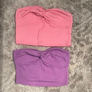 Women’s Pink and Purple Knotted Tube Tops
